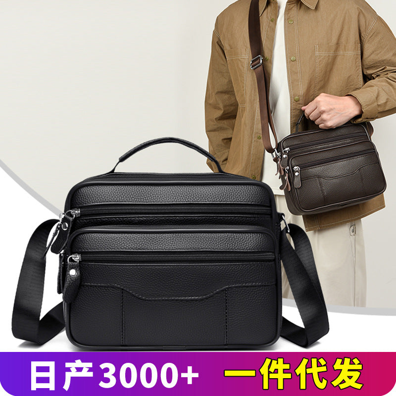 Men's Waterproof PU Horizontal Crossbody Shoulder Bag