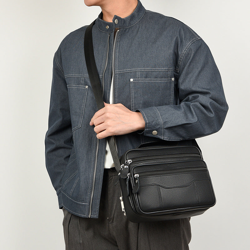 Men's Waterproof PU Horizontal Crossbody Shoulder Bag