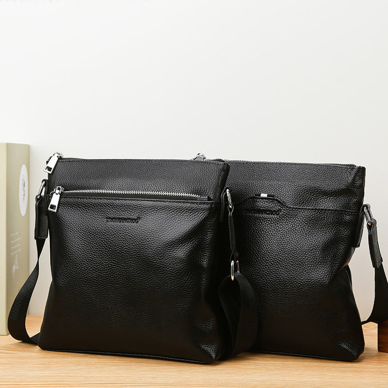 Men's Waterproof PU Color-Block Crossbody Shoulder Bag