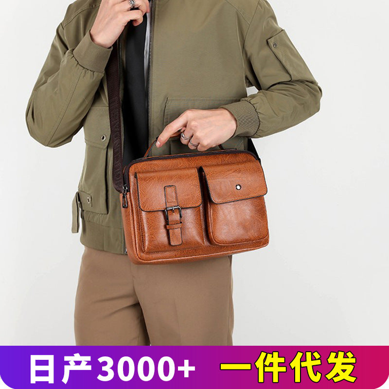 Men's Waterproof PU Business Crossbody Shoulder Bag
