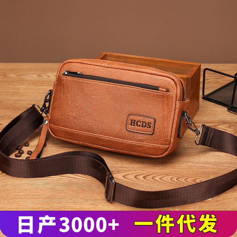 Men's Waterproof PU Crossbody Belt Shoulder Bag