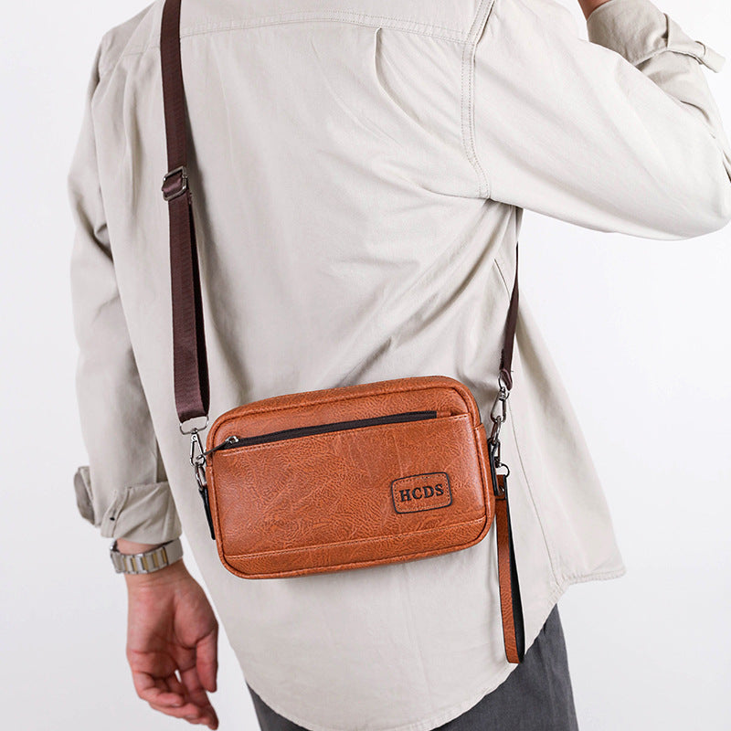 Men's Waterproof PU Crossbody Belt Shoulder Bag
