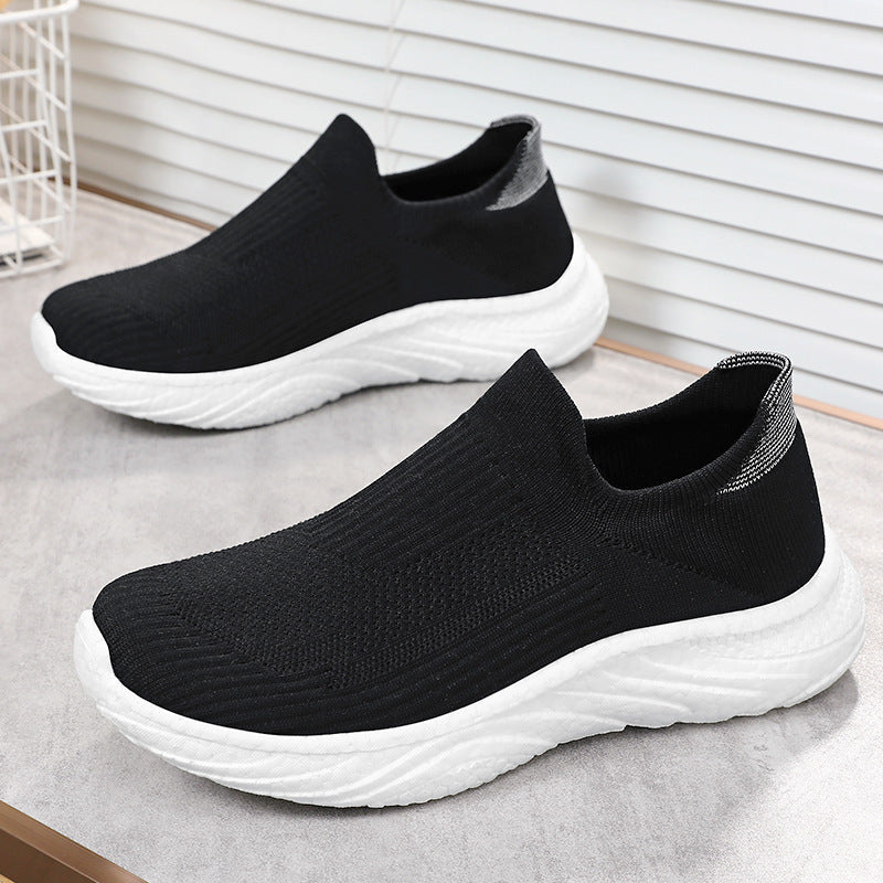 STOCK-Mens Flyknit Slip On Sneakers Lightweight Casual Shoes