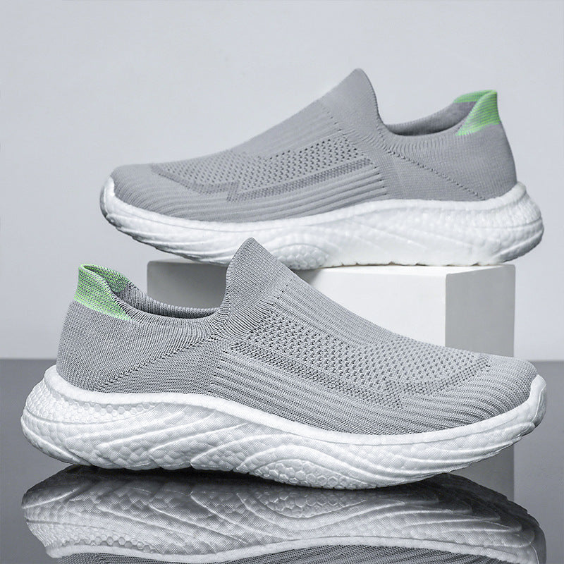 Mens Flyknit Slip On Sneakers Lightweight Casual Shoes B5105
