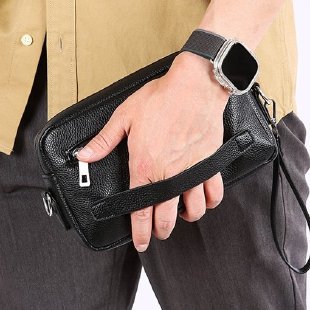 Men's Soft PU Horizontal Crossbody Clutch Shoulder Bag