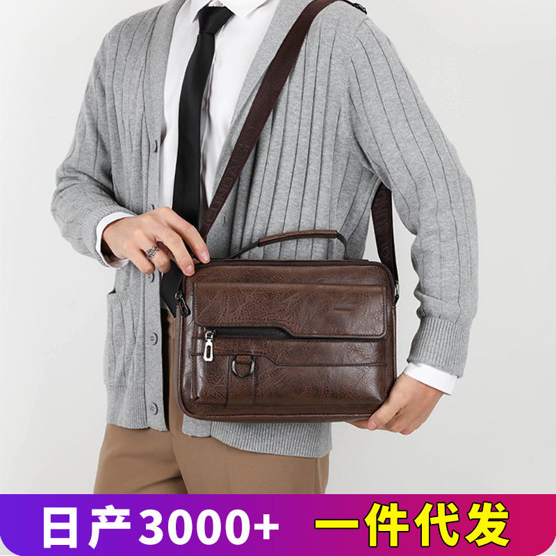 Men's PU Leather Horizontal Business Crossbody Shoulder Bag