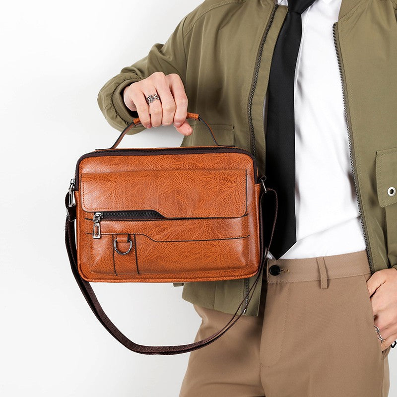Men's PU Leather Horizontal Business Crossbody Shoulder Bag