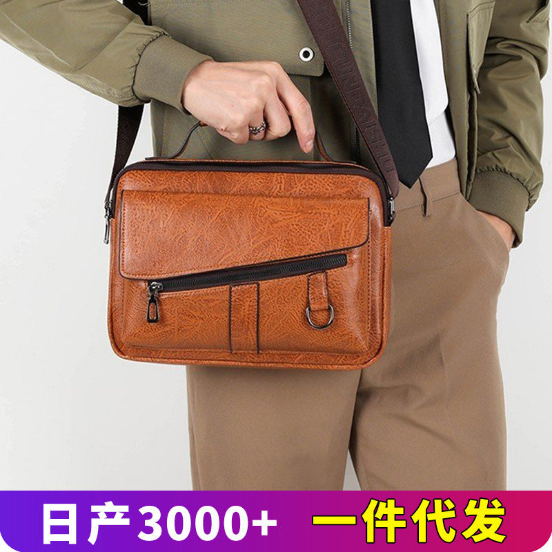 Men's Large Capacity PU Business Crossbody Shoulder Bag