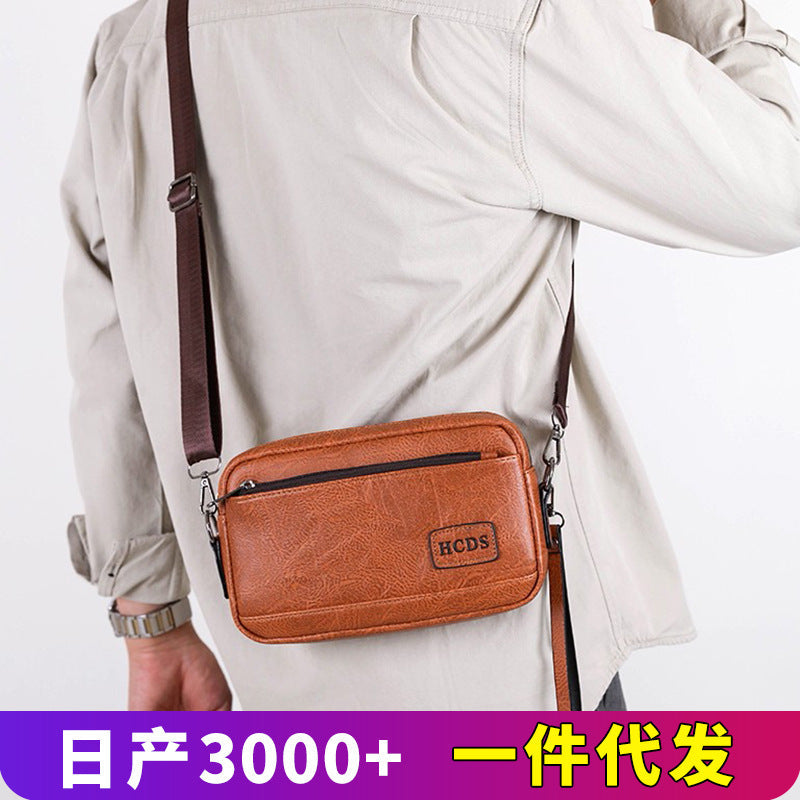 Men's Waterproof PU Large Capacity Crossbody Shoulder Bag