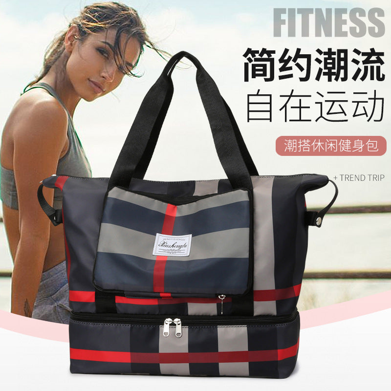 Foldable Travel Bag Dry Wet Separation Shoe Compartment Bag