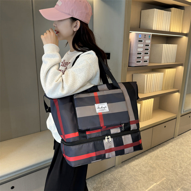 Foldable Travel Bag Dry Wet Separation Shoe Compartment Bag