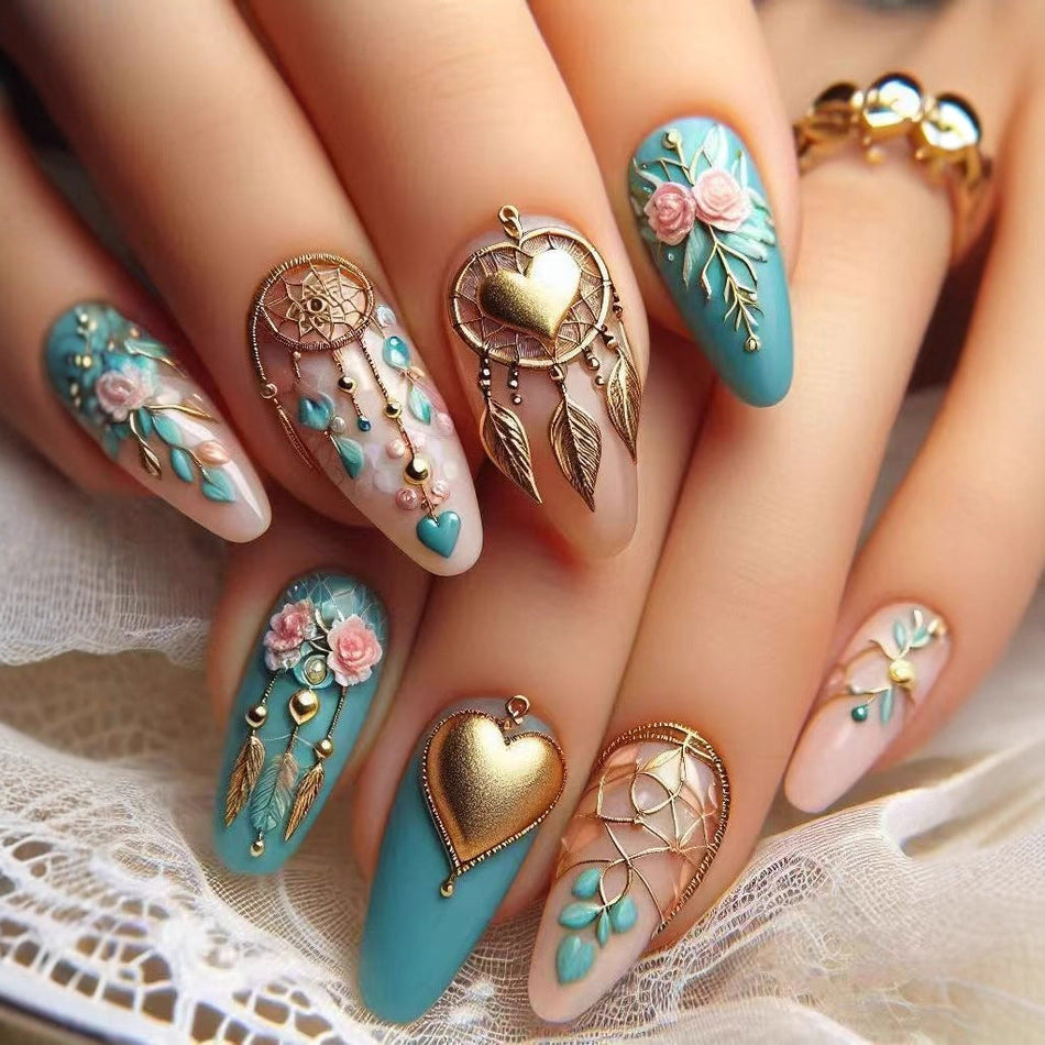 PACK OF 4(96PC) -  Retro Mandala Press-On Nails Almond Wearable Set