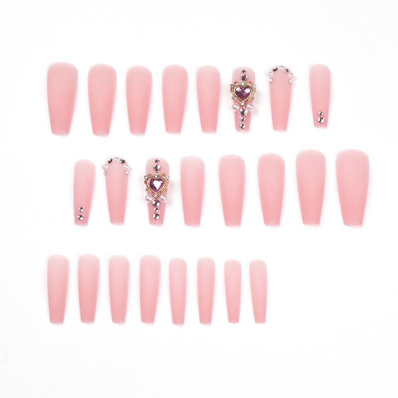 Nude Pink Pearl Diamond Press-On Nail Art Set