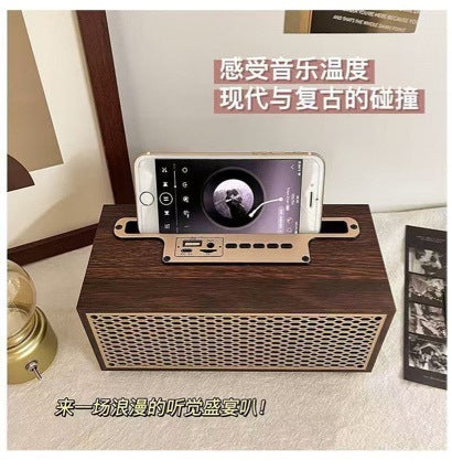 Retro Wooden Bluetooth Speaker with Portable Home Subwoofer