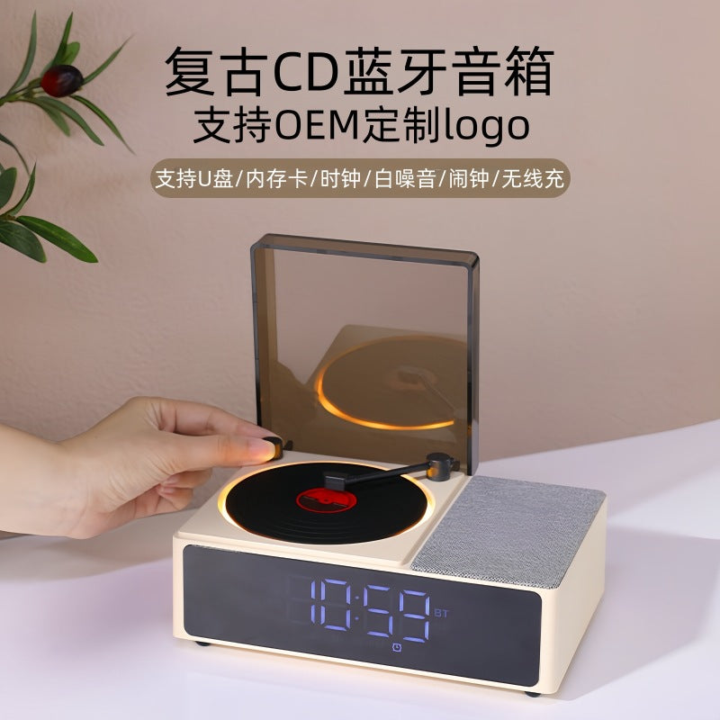 Retro Bluetooth Speaker with Wireless Charging & Alarm Clock