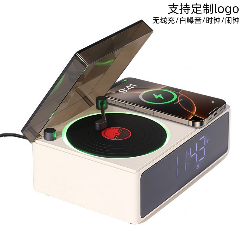 Retro Bluetooth Speaker with Wireless Charging & Alarm Clock