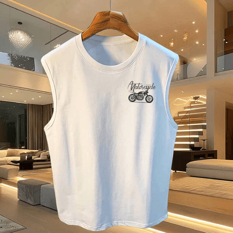 Cotton Printed Sleeveless Vest Men Loose Fit Summer Casual Top