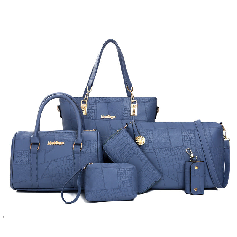 Women's Crocodile Pattern Large Capacity Crossbody Handbag Set