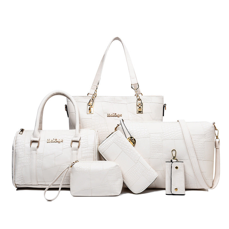 Women's Crocodile Pattern Large Capacity Crossbody Handbag Set