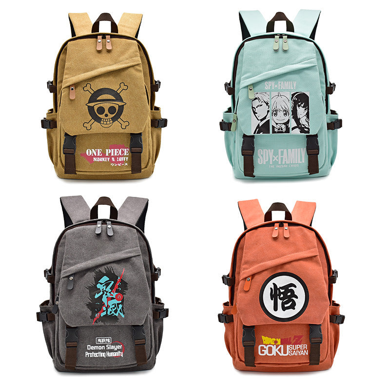 Anime Canvas School Backpack Waterproof Student Campus Book Bag