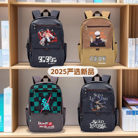 Anime Canvas Backpack Waterproof 15-Inch Laptop School Bag