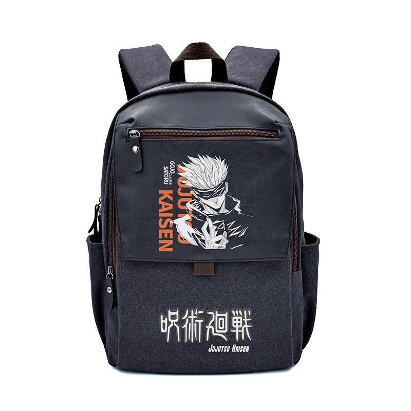 Anime Canvas Backpack Waterproof 15-Inch Laptop School Bag