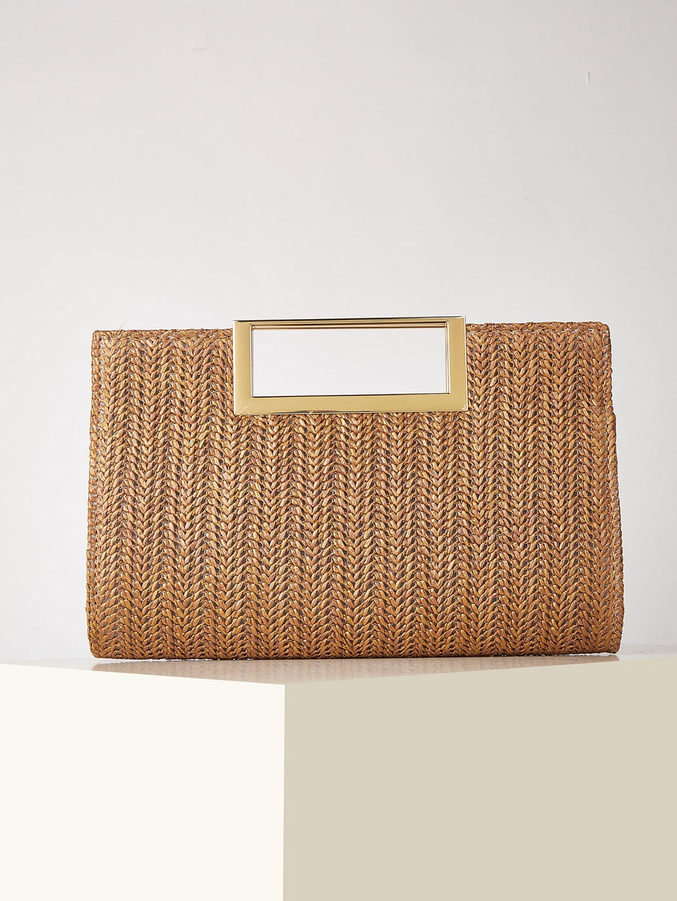 Women's Woven Straw Large Capacity Crossbody Clutch Bag