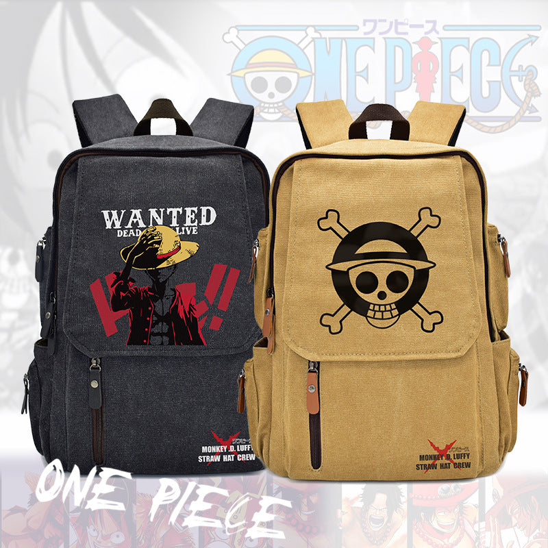 Anime Canvas Backpack Large Capacity Waterproof School Bag