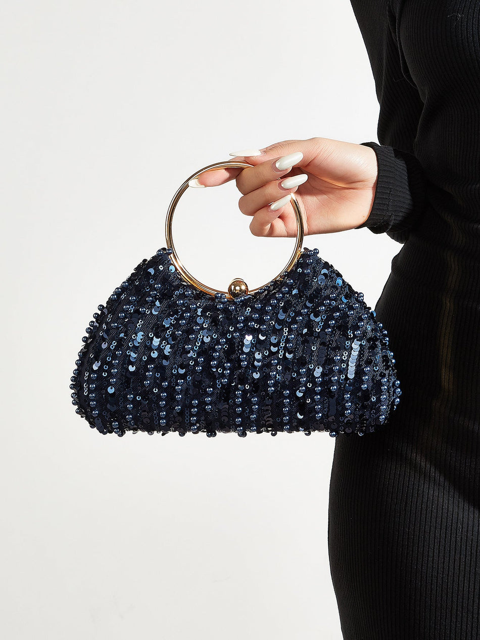 Women's Black Sequin Light Luxury Evening Clutch Handbag