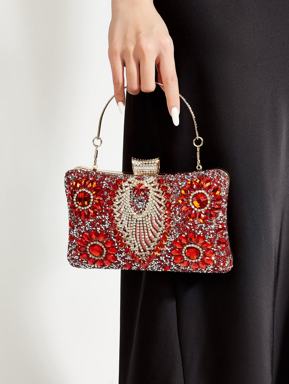 Luxury Crystal Evening Clutch Bag with Elegant Chain Strap