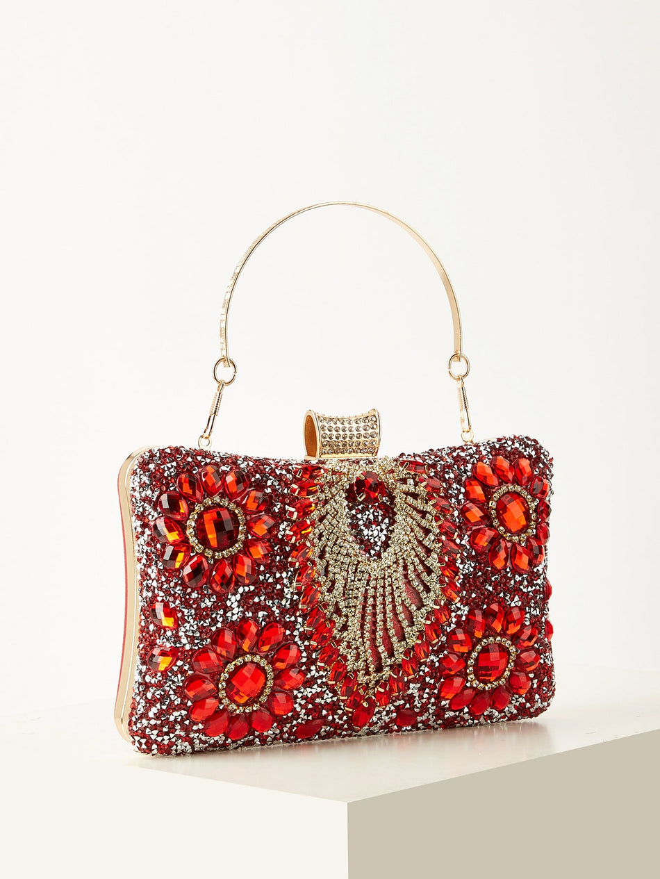 Luxury Crystal Evening Clutch Bag with Elegant Chain Strap