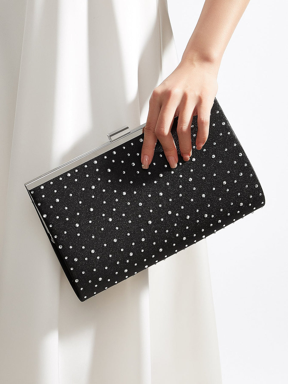 Retro Rhinestone Polka Dot Evening Clutch Bag