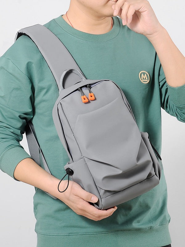Men's gray Korean Style Crossbody Chest Bag Casual Shoulder Pack