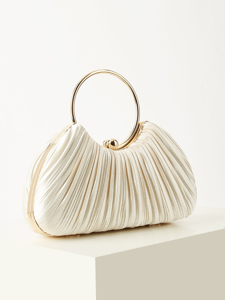 Elegant Pleated Evening Clutch and Ring Handbag
