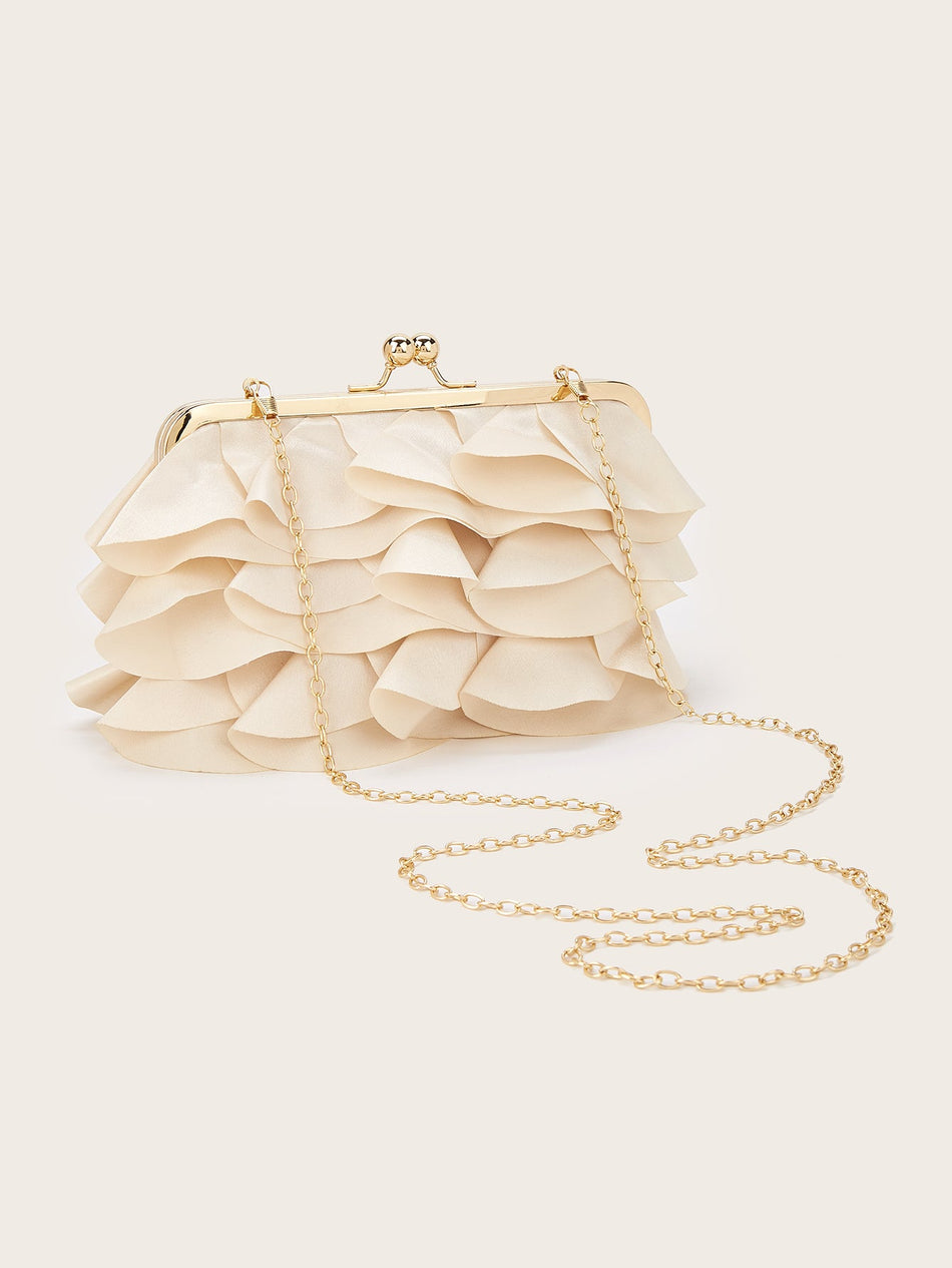 Pleated Cloud Evening Bag with Elegant Chain Strap