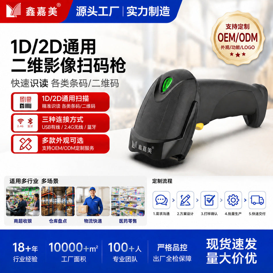 Wireless Bluetooth QR Barcode Scanner for Retail & Warehouse