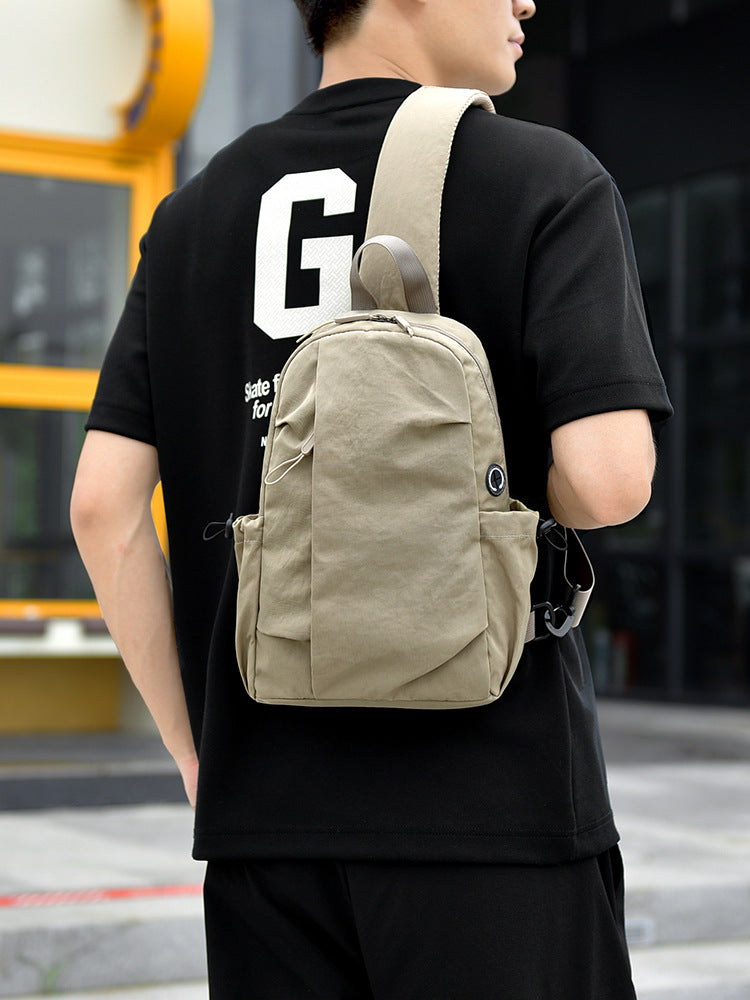 Men's gray Waterproof Chest Bag Casual Crossbody Shoulder Bag