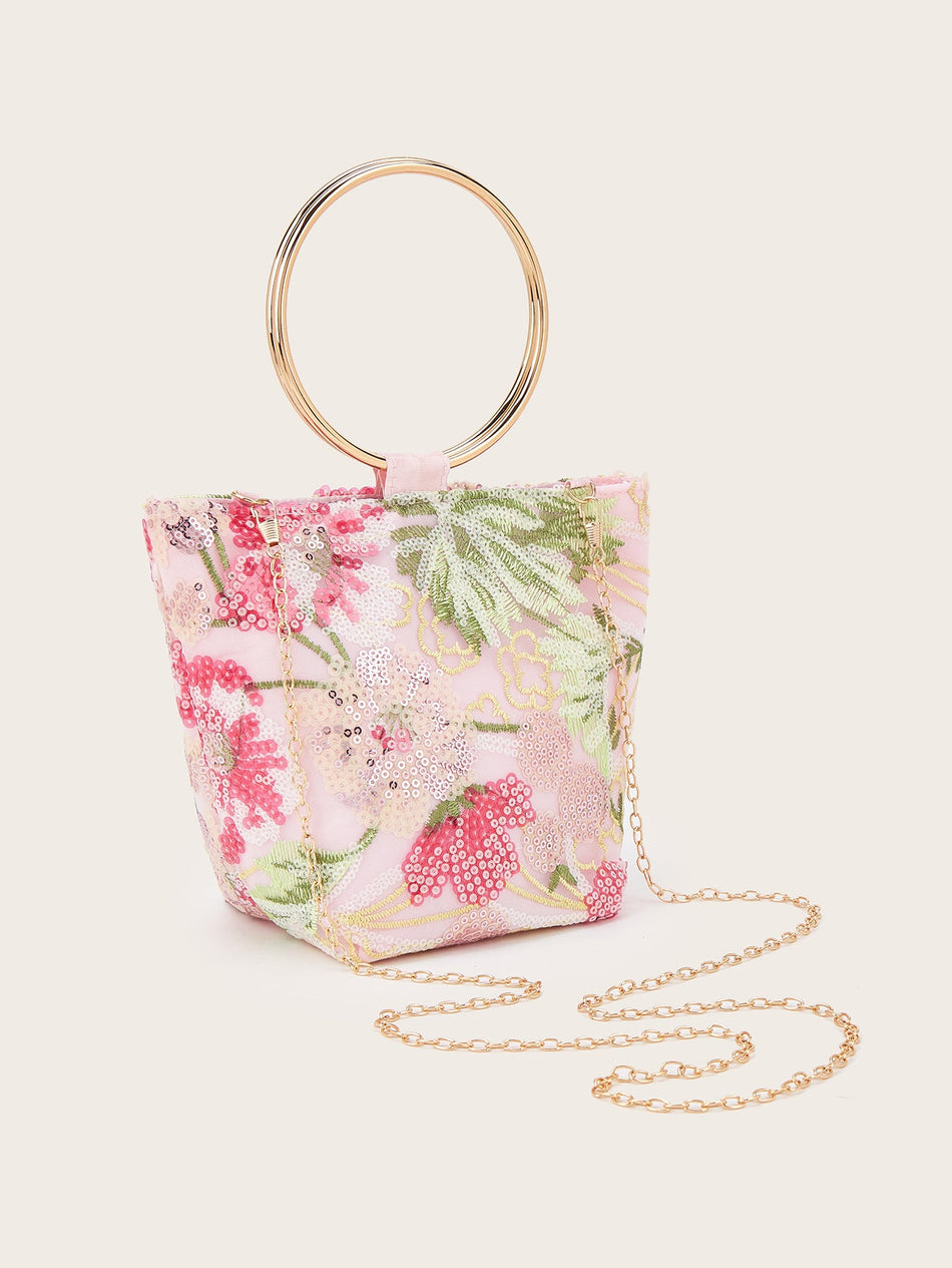 Vintage National Style Circular Sequin Evening Handbag