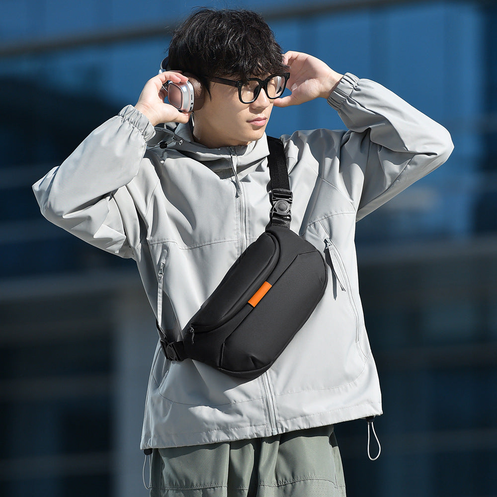 Men's gray Waterproof Chest Bag Ultra Light Travel Crossbody Bag