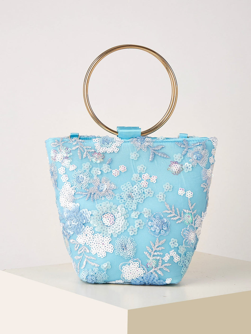 High-End Circular Ring Embroidered Sequin Handbag