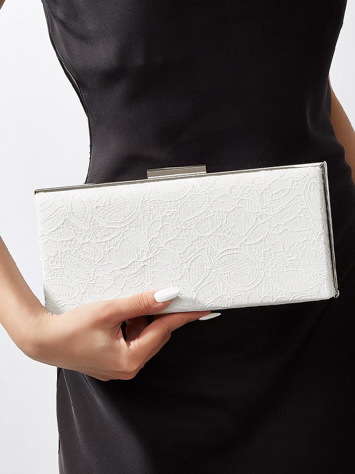 High-End Embroidered Carved Square Hard Shell Clutch