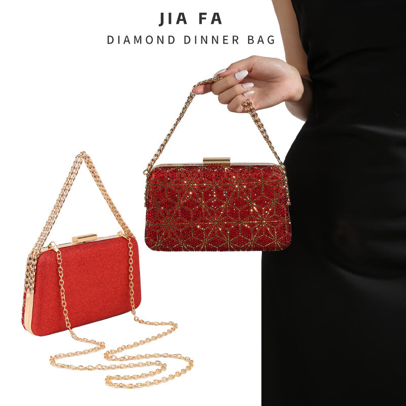Light Luxury Red Evening Crossbody Clutch Bag