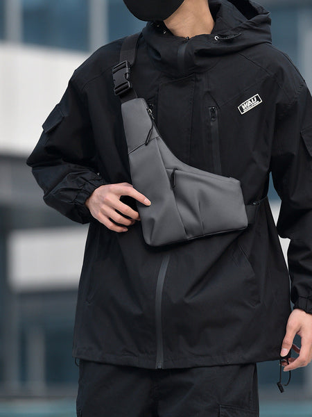 Men's gray Lightweight Chest Bag Casual Outdoor Crossbody Bag