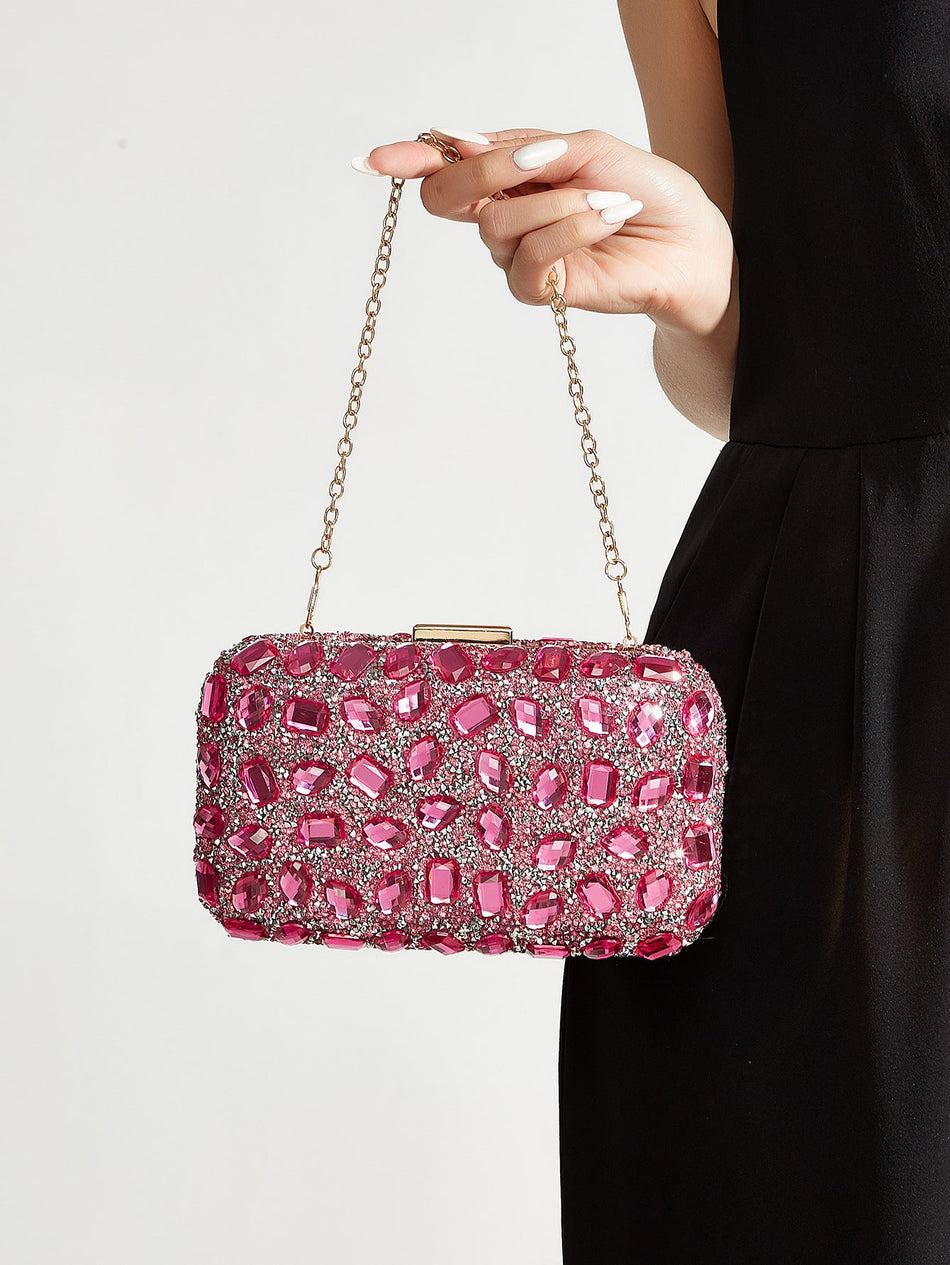French Fairy Style Rhinestone Luxury Box Clutch Bag