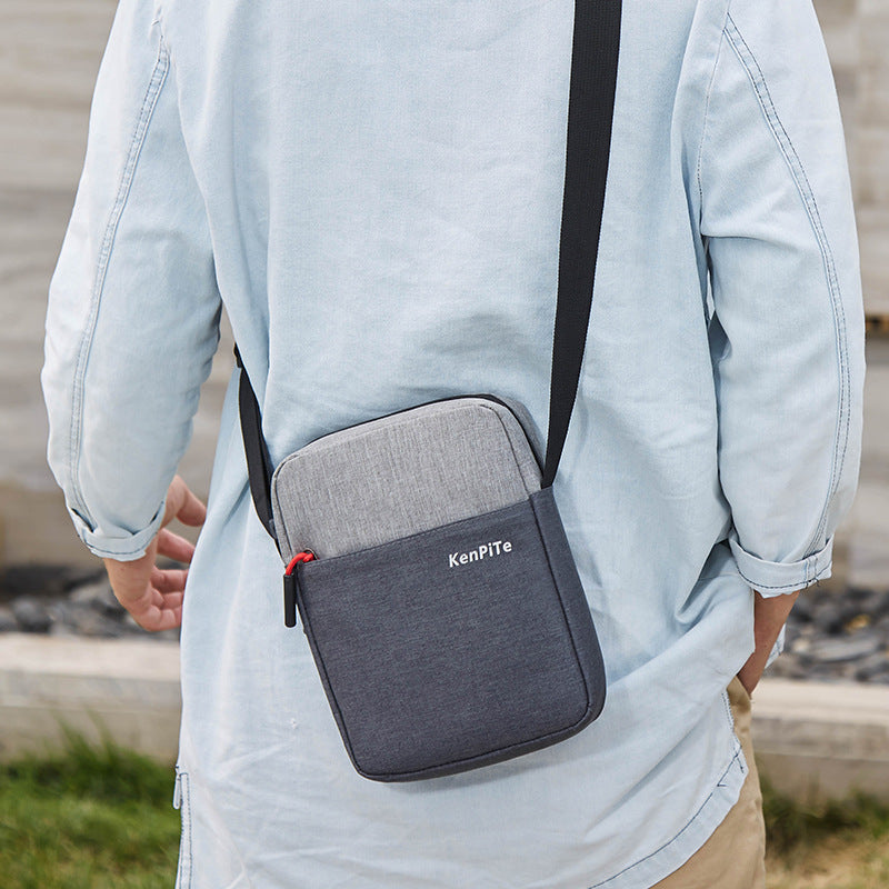 Men's black Small Square Crossbody Bag Waterproof Travel Shoulder Bag
