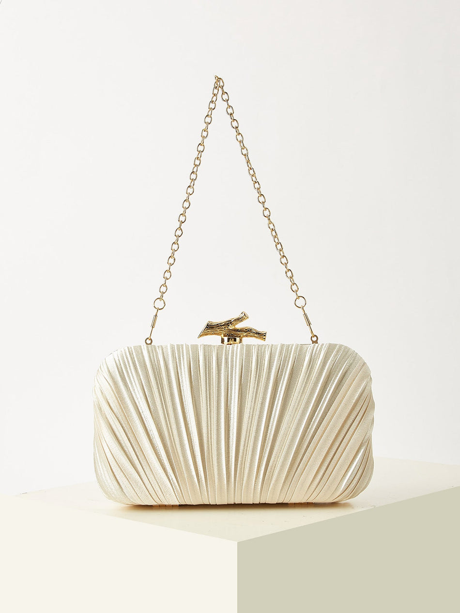 High-End Custom Pleated Satin Pearl Clutch Bag