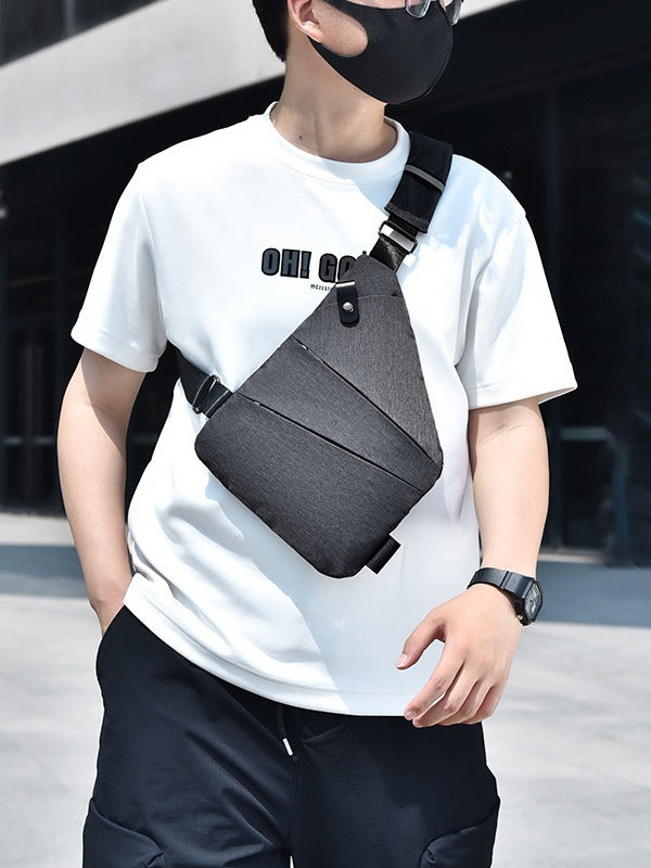 Men's black Tactical Chest Bag Multi Pocket Crossbody Shoulder Bag