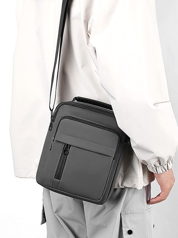Men's gray Large Capacity Chest Bag Casual Crossbody Shoulder Bag