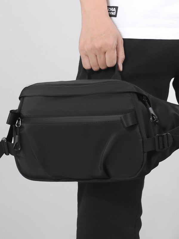 Men's black Multifunctional Crossbody Chest Bag Large Capacity Travel Bag