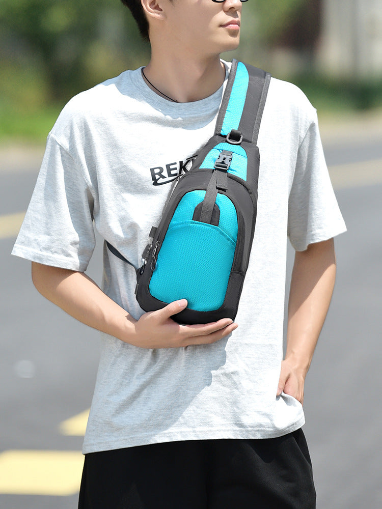 Men's dark blue Multifunctional Sports Chest Bag Large Capacity Crossbody Bag